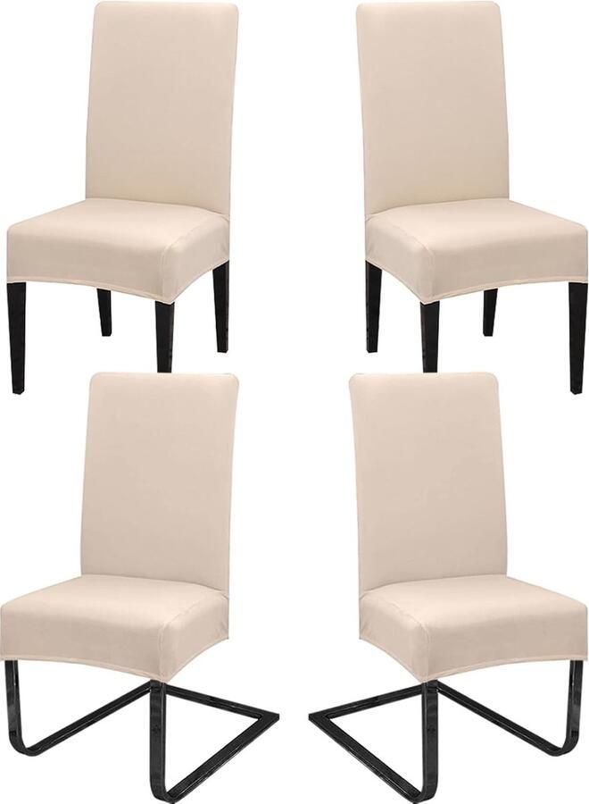 Stoelhoezen set van 4 schommelstoelen afneembaar wasbaar decoratie stretch stoelhoezen voor eetkamer bruiloft hotel keuken feestdecoratie ceremonie beige