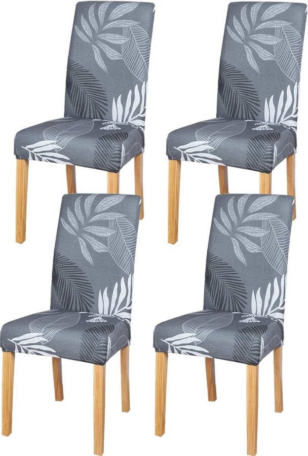 Stoelhoezen Set van 4 Stoelhoes Universele Bi-Elastische Hoezen voor Stoelen Moderne Stretch Stoelhoezen Stoelhoes Verwijderbaar Wasbaar voor Eetkamer Hotel Banket Partijen Deco Foliage