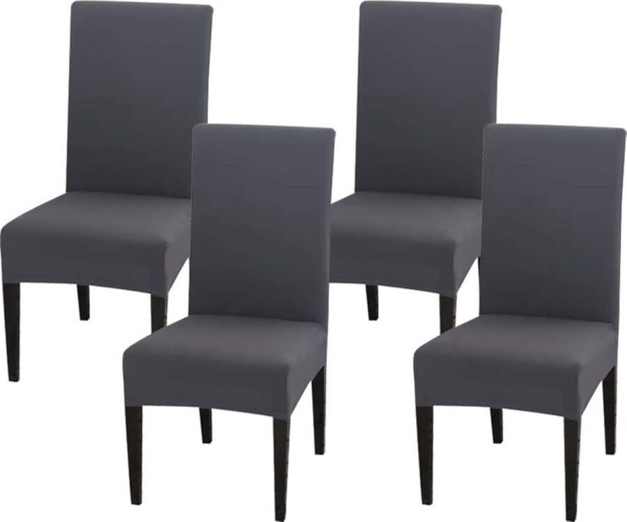 Stoelhoezen set van 4 stoelhoezen elastische hoezen voor stoelen schommelstoelen stretch stoelhoes voor eetkamer stoel bruiloft feesten (grijs)
