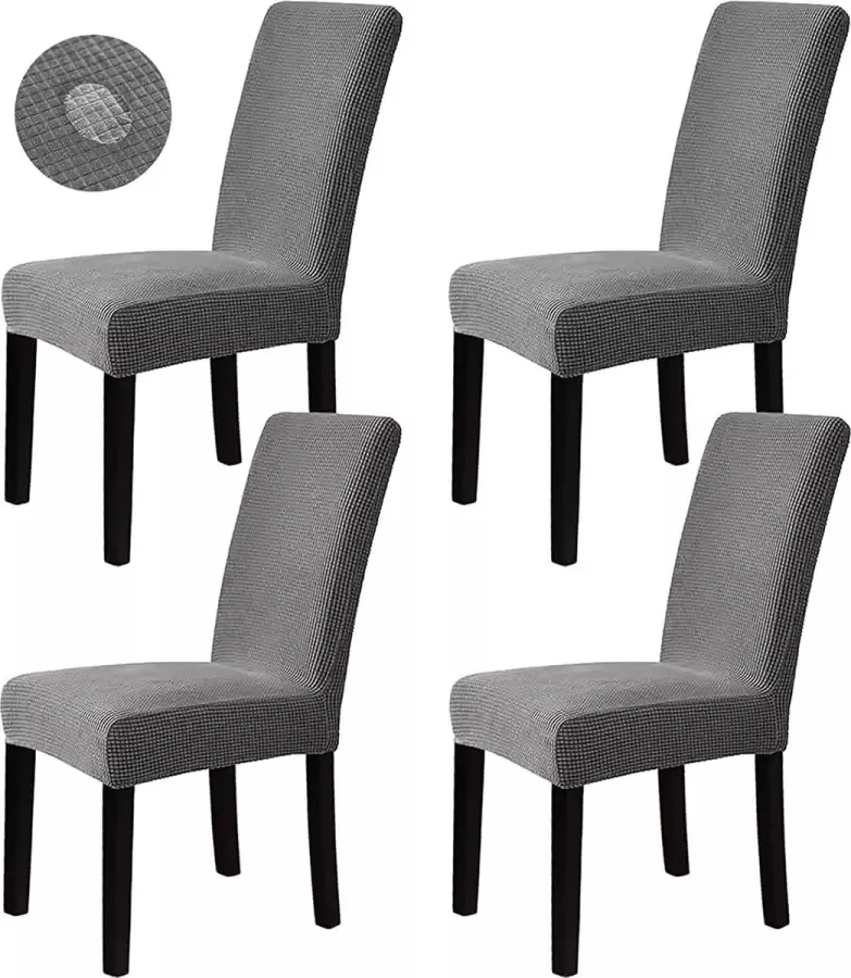 Stoelhoezen set van 4 stoelhoezen rekbare hoezen voor schommelstoelen eetkamerstoelen stoelen bescherming stoelhoezen decoratie bi-elastische hoes voor hotel bruiloft banket keuken restaurant feest kantoor (grijs)