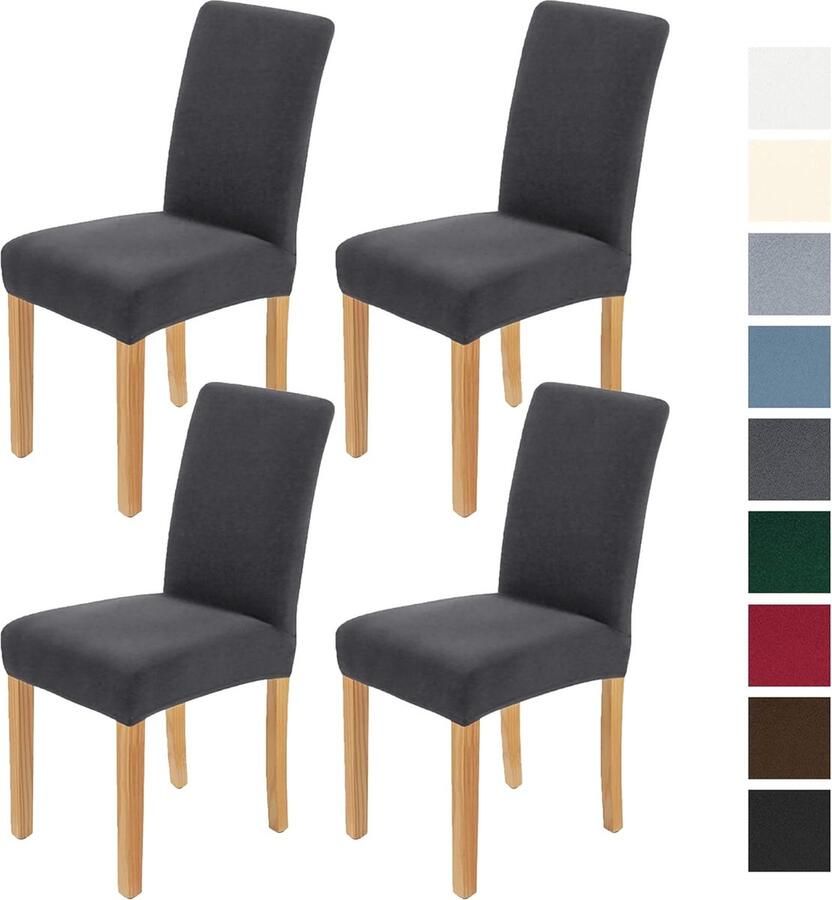 Stoelhoezen set van 4 stoelhoezen stretch grijs elastische stoelhoes stretch verwijderbare wasbare stoelhoes duurzaam universeel voor eetkamer hotel banket bruiloft feestdecoratie