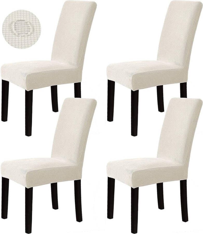 Stoelhoezen Set van 4 stoelhoezen stretchhoezen voor schommelstoelen eetkamerstoelen stoelen bescherming stoelhoezen decoratieve bi-elastische hoes voor hotel bruiloft banket keuken restaurant feest kantoor (beige)