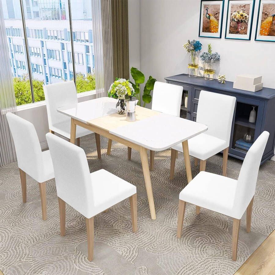 Stoelhoezen set van 4 stretch elastische stoelhoes wit stoelhoes stretch afneembaar wasbaar duurzaam universeel voor eetkamer hotel banket bruiloft feestdecoratie