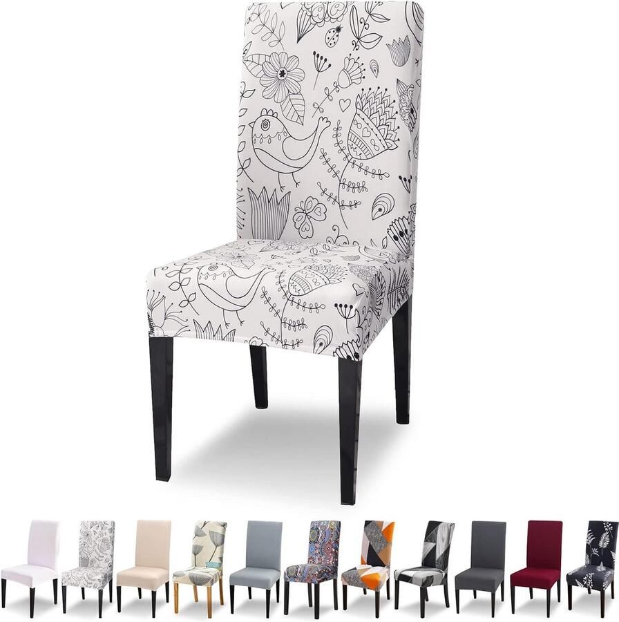 Stoelhoezen set van 4 stretch moderne stoelhoezen voor eetkamerstoelen stoelhoezen voor kantelstoelen universeel wasbaar afneembare stoelhoes voor eetkamer hotel banket keuken witte