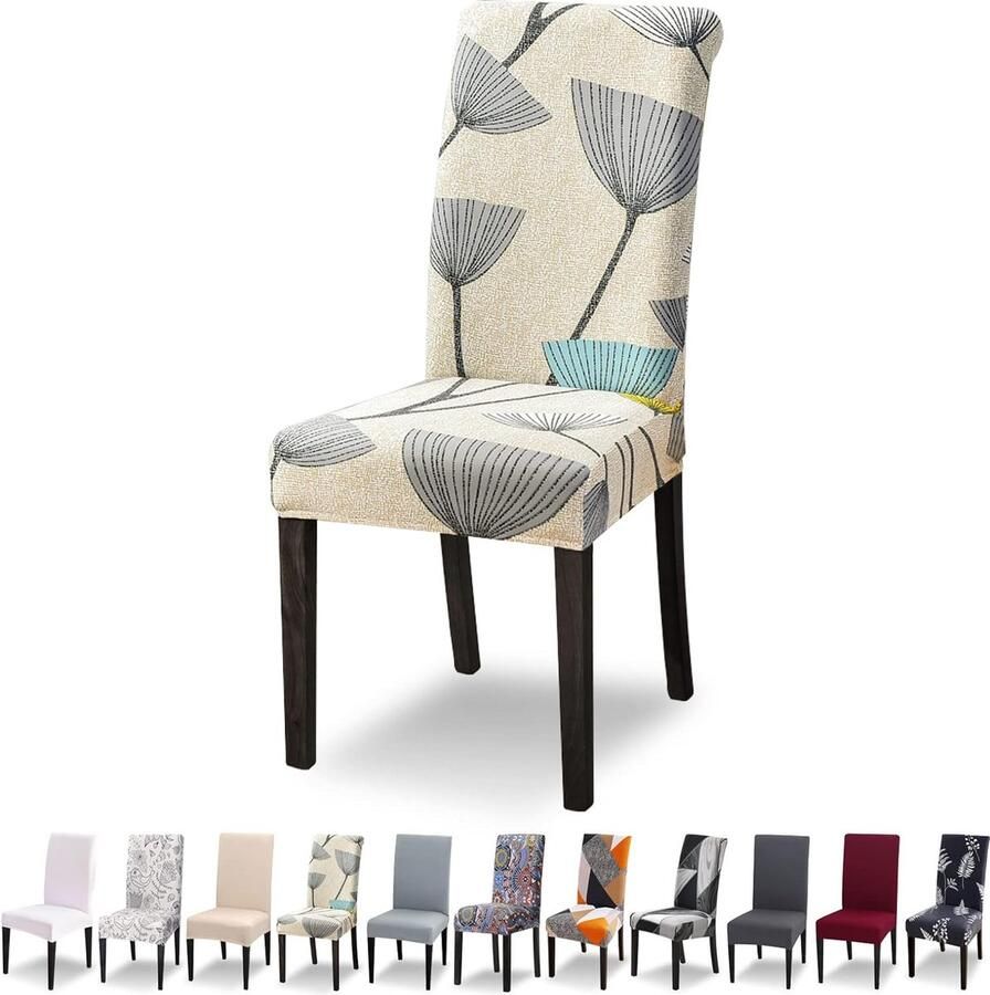 Stoelhoezen set van 4 stretch moderne stoelhoezen voor eetkamerstoelen stoelhoezen voor kantelstoelen universeel wasbaar afneembare stoelhoes voor eetkamer hotel banket keuken beige