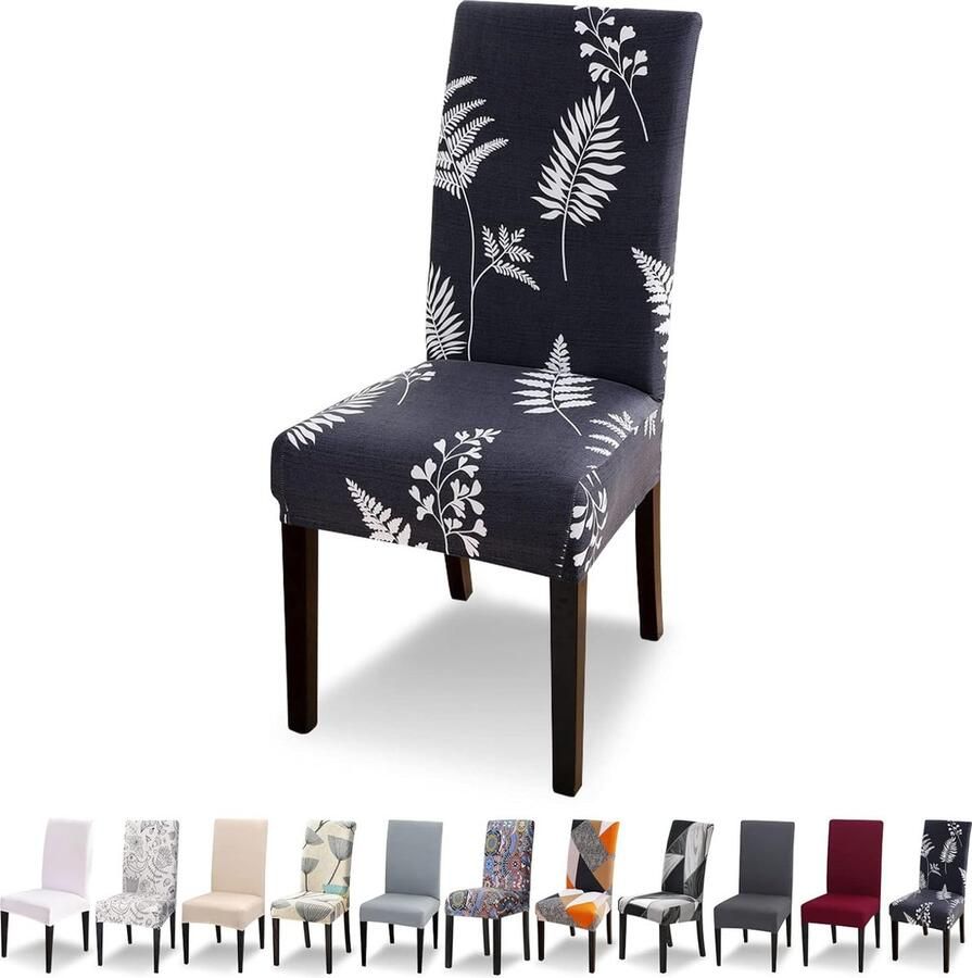 Stoelhoezen set van 4 stretch moderne stoelhoezen voor eetkamerstoelen stoelhoezen voor kantelstoelen universeel wasbaar afneembare stoelhoes voor eetkamer hotel banket keuken bladeren