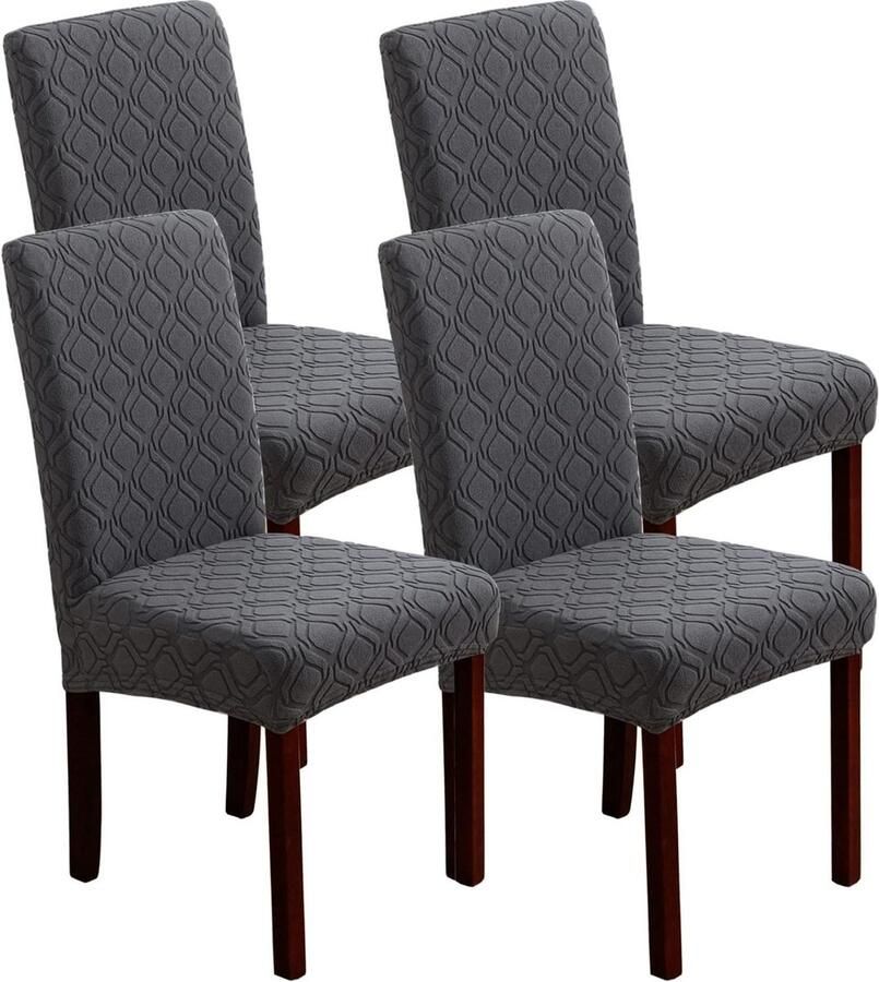 Stoelhoezen set van 4 stretch schommelstoelen afneembaar wasbaar grijs voor eetkamer keuken hotel Stoelhoezen
