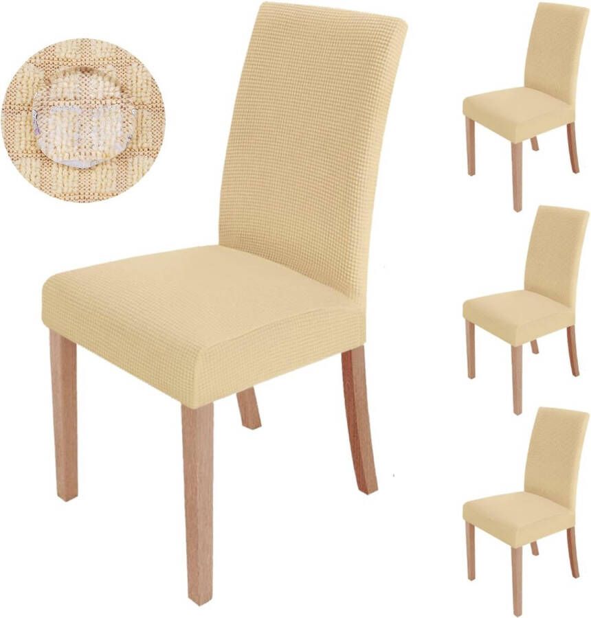 Stoelhoezen set van 4 stretch stoelhoes moderne stoelhoes elastische verwijderbare wasbare spanningshoes voor eetkamerstoelen schommelstoelhoes bruiloft kantoor banketten feesten decoratie (gele crème)