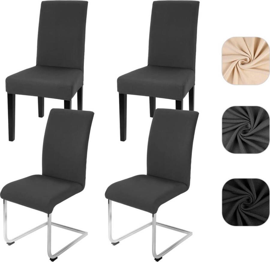 Stoelhoezen set van 4 stretch stoelhoezen elastische hoezen afneembaar wasbare stoelen bescherming decoratie voor keuken restaurant hotel banket bruiloft (donkergrijs 4 stuks)