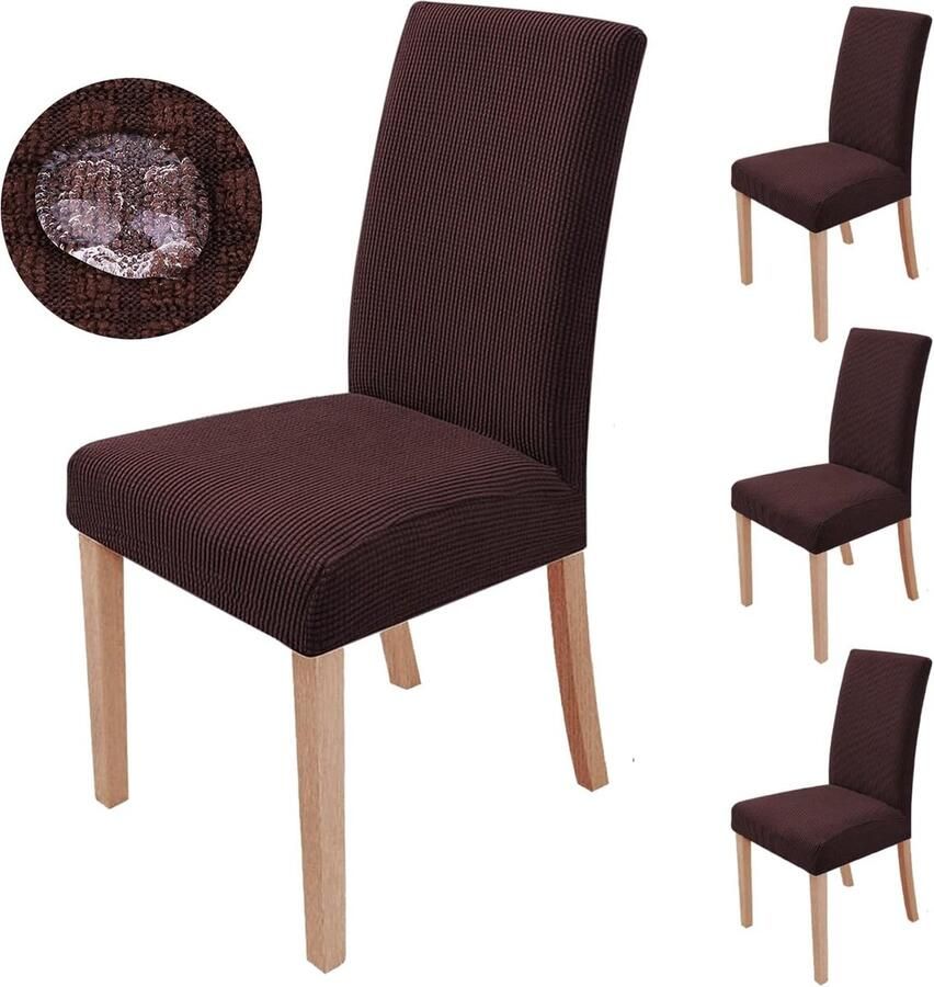 Stoelhoezen set van 4 stretch stoelhoezen moderne stoelhoezen elastische afneembare wasbare stretch hoes voor eetkamerstoelen schommelstoel hoes bruiloft kantoor banketten feesten decoratie (koffie)