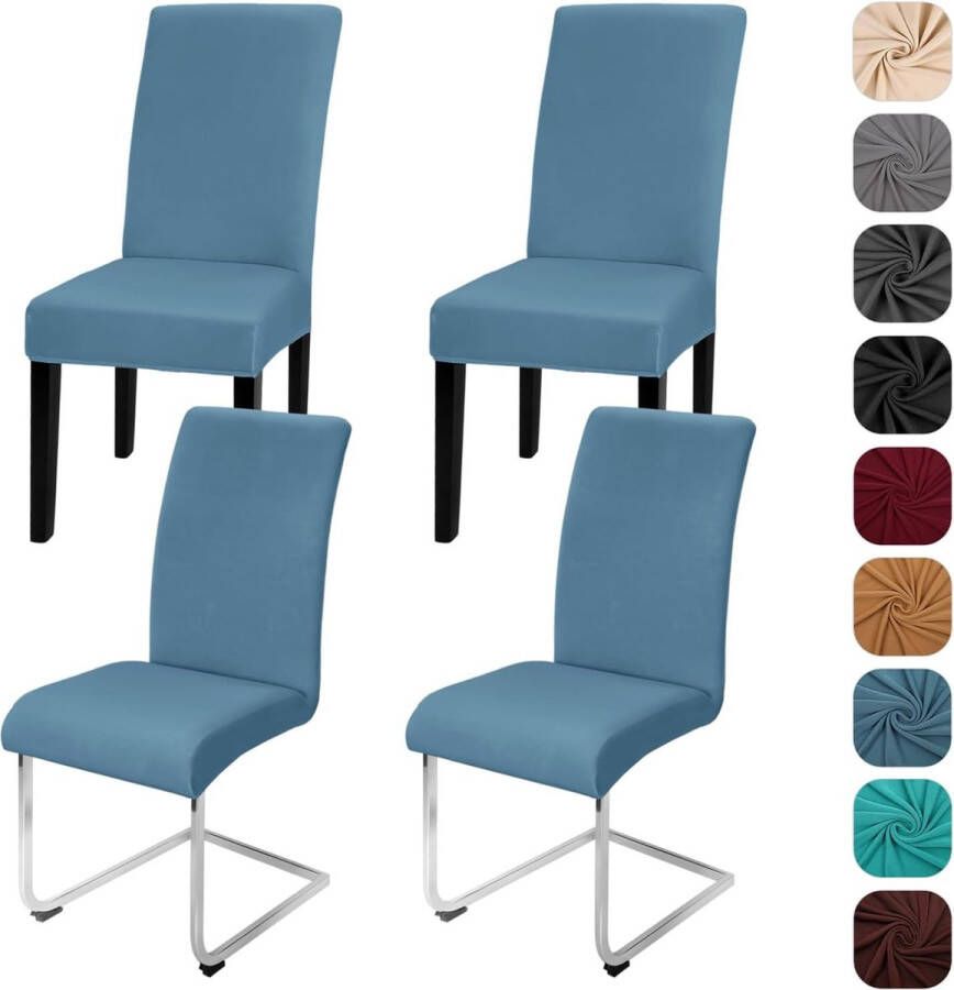 Stoelhoezen set van 4 stretch stoelhoezen schommelstoel elastische hoezen afneembaar wasbaar voor keuken restaurant hotel banket bruiloft (grijsblauw 4 stuks)