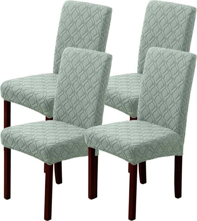 Stoelhoezen set van 4 stretch stoelhoezen schommelstoelen afneembaar wasbare stoelhoes voor eetkamer keuken hotel (set van 4 saliegroen)
