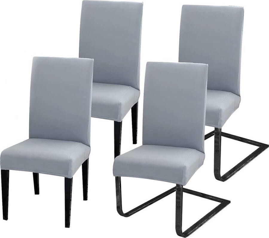 Stoelhoezen set van 4 stretch stoelhoezen universele stoelhoezen gemaakt van polyester stoelhoes voor eetkamer hotel banket feestdecoratie bruiloft lichtgrijs