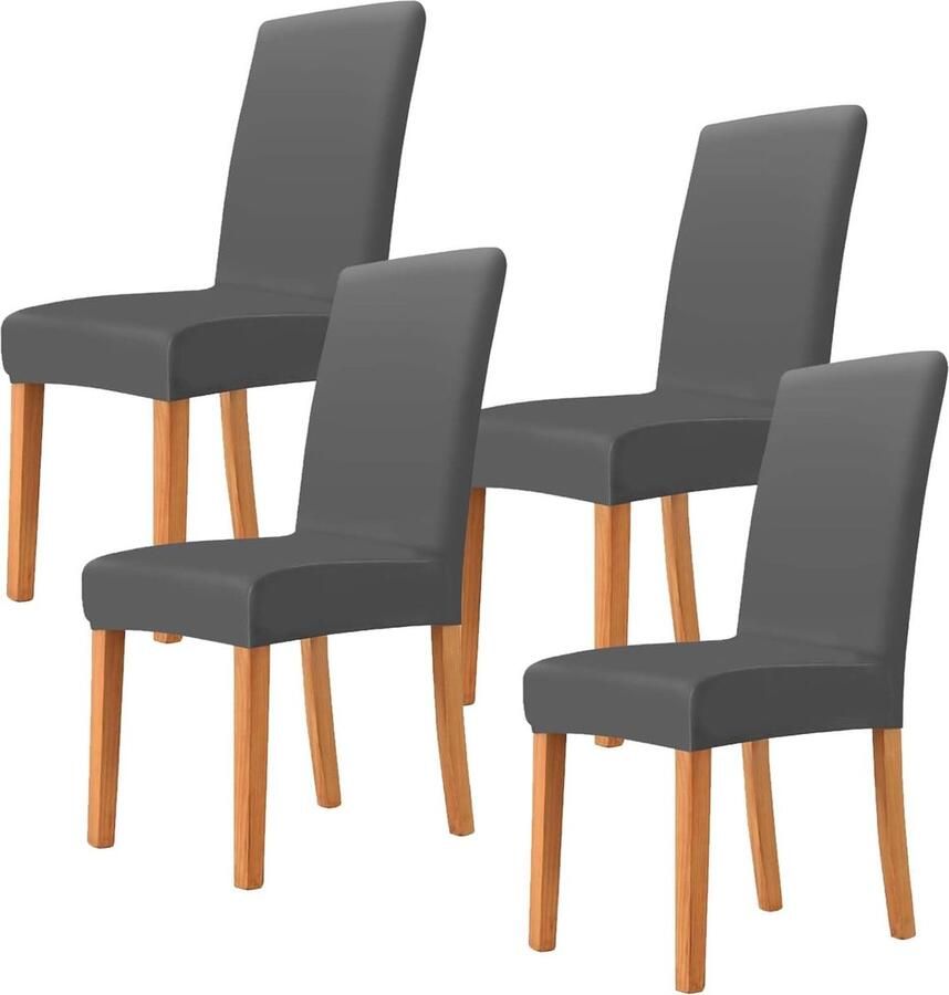 Stoelhoezen set van 4 stretch stoelhoezen voor eetkamerstoelen afneembaar wasbaar decoratie stoelhoes voor hotel feest banket keuken restaurant huis bruiloft (grijs)