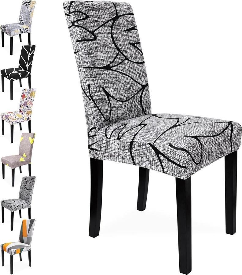 Stoelhoezen set van 4 stuks groot stretch graffiti patroon afneembaar en wasbaar voor slaapkamer woonkamer eetkamerstoelen Stoelhoezen