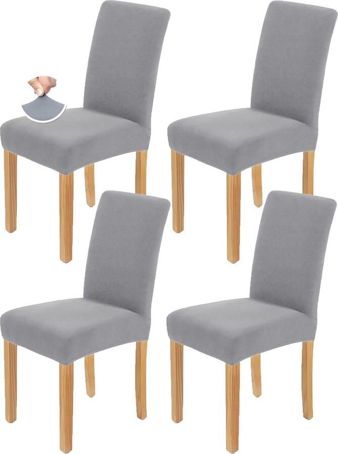 Stoelhoezen set van 4 stuks lichtgrijs stretch stoelhoezen wasbaar universele stoelhoezen voor banket hotel keuken restaurant huis bruiloft decoratie
