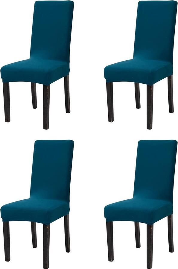 Stoelhoezen set van 4 stuks stretch eetkamerstoelhoezen voor eetkamerstoelen afneembaar wasbaar spandex stoelhoes voor keukenstoelen hotel of banket (4 stuks)