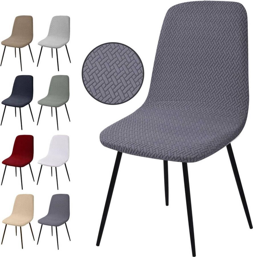 Stoelhoezen Set van 4 Stuks Stretch Stoelhoezen Jacquard Eetkamerstoelhoezen Universele Stoelhoezen Afneembaar Wasbare Stoelhoes voor Eetkamer Hotel Banket Bruiloft Feest(T-Grijs Set van 4)