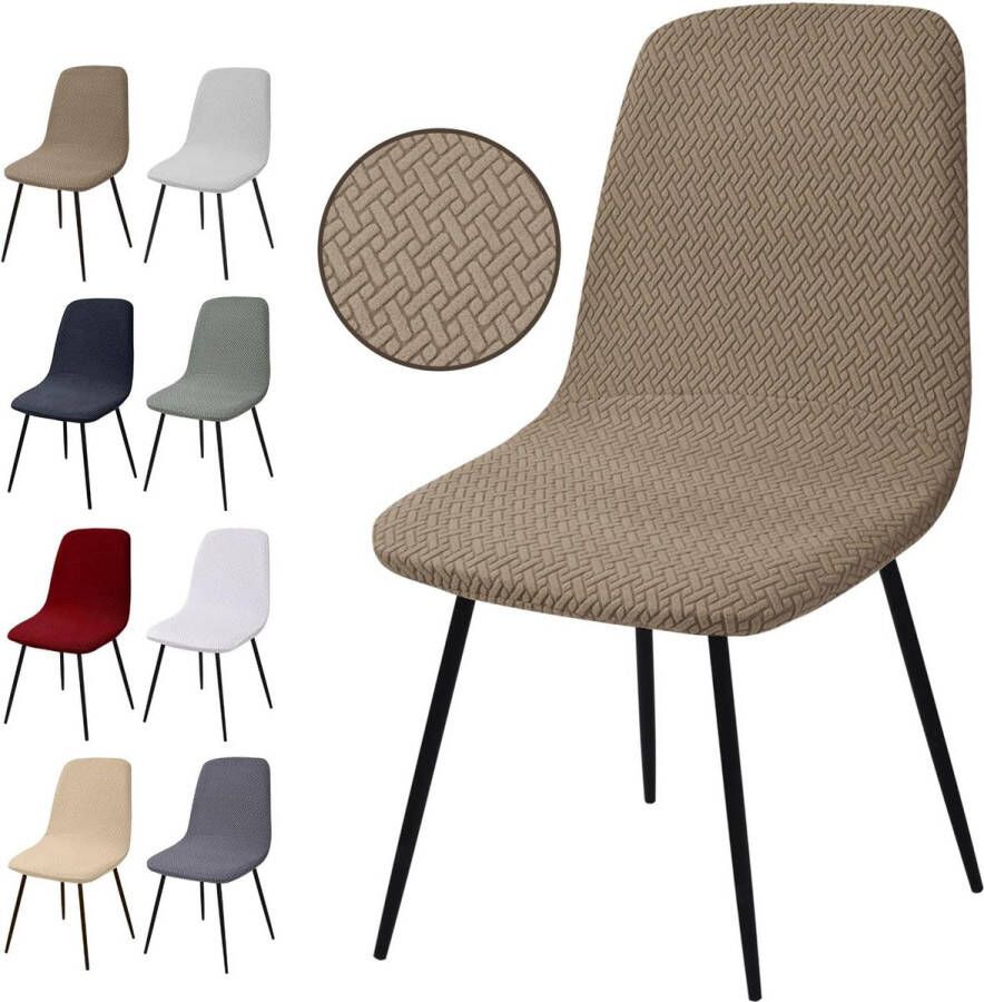 Stoelhoezen Set van 2 Stuks Stretch Stoelhoezen Jacquard Eetkamerstoelhoezen Universele Stoelhoezen Afneembaar Wasbare Stoelhoes voor Eetkamer Hotel Banket Bruiloft Feest(T-Kameel Set van 2)