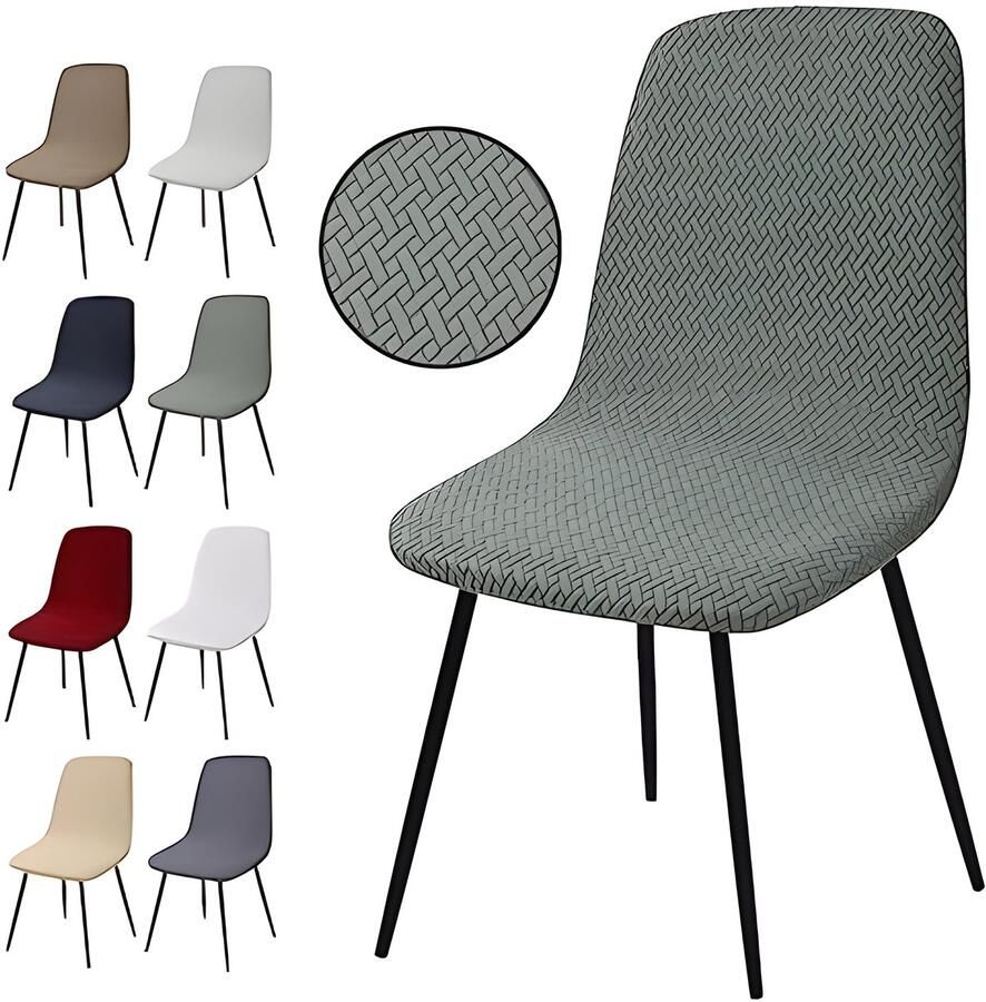 DustDraft™ Stoelhoezen Set van 4 Stuks Stretch Stoelhoezen Jacquard Eetkamerstoelhoezen Universele Stoelhoezen Afneembaar Wasbare Stoelhoes voor Eetkamer Hotel Banket Bruiloft Feest(T-Lichtgroen Set van 4)