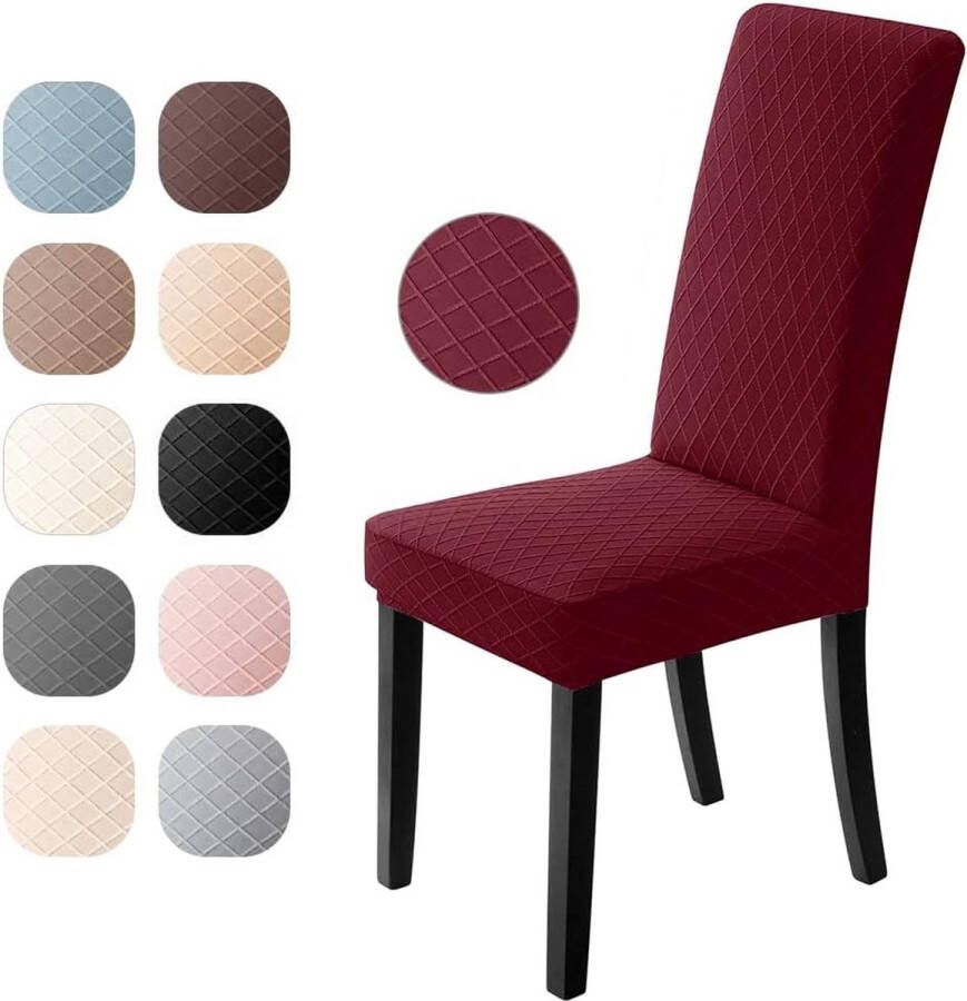 Stoelhoezen set van 4 stuks universele stretch stoelhoezen moderne jacquard hoezen afneembare stoelhoes afdekking eetkamerovertrek bi-elastische hoeslaken voor banketdecoratie en bruiloftsfeesten (bordeaux set van 4)