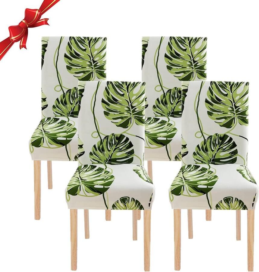 Stoelhoezen set van 4 universeel stretch stoelhoezen set van 4 modern stoelhoezen schommelstoelen elastisch duurzame stoelhoezen voor eetkamer banketdecoratie bladeren beige