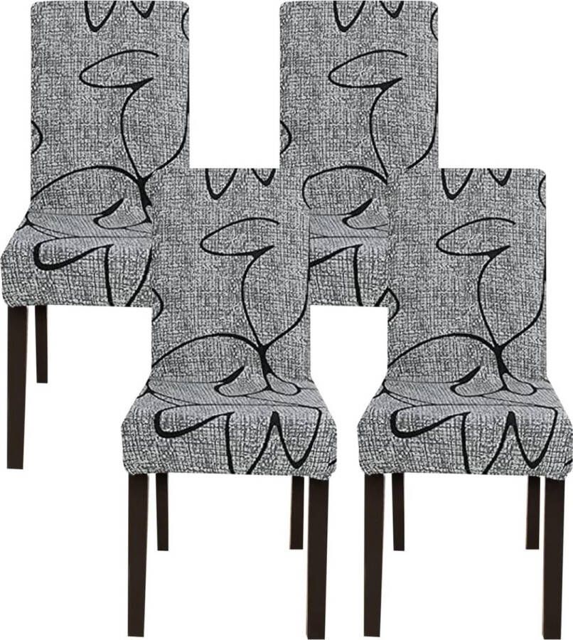 Stoelhoezen set van 4 Universeel Stretch Stoelhoezen set van 4 Moderne Stoelhoezen Schommelstoelen Elastisch Duurzame Stoelhoezen voor Eetkamer Banketdecoratie (Grijze Stijl 4 Stuks)
