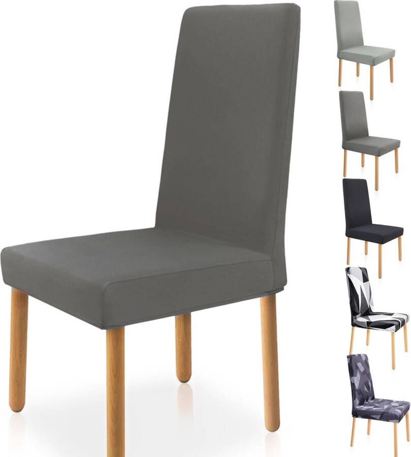 Stoelhoezen set van 4 verdikte stretch-stoelhoezen met onderinrichtingen afneembaar wasbaar voor schommelstoel eetkamerstoelen hoge rugleuning (antraciet)