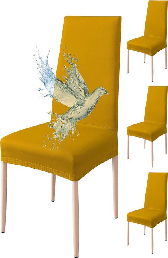 Stoelhoezen Set van 4 waterdichte stretch universeel zacht en comfortabel Oeko-TEX gecertificeerde stoelhoezen voor thuis keuken bruiloft restaurant feest hotel ceremonie banket geel