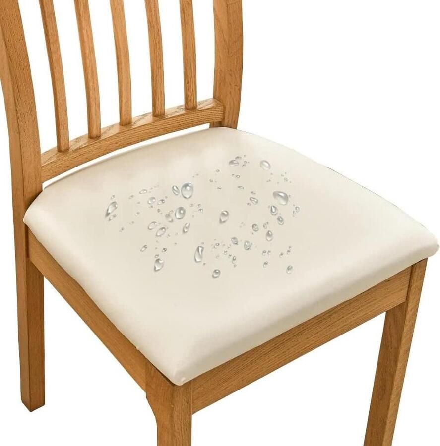 Stoelhoezen set van 6 eetkamerstoelen PU-leer waterdicht hotel stoelbescherming afneembaar en wasbaar Stoelhoezen