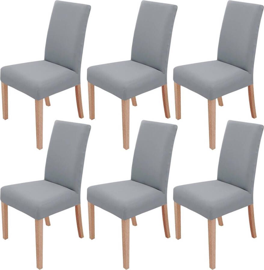 Stoelhoezen Set van 6 elastische stoelhoezen voor eetkamerstoelen Schommelstoelen Bescherming stoelhoezen Wasbare spanningshoes voor keuken bruiloft kantoor banketten feesten Hotel (grijs)