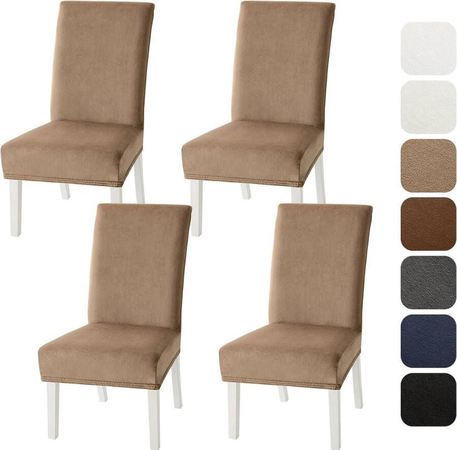 Stoelhoezen set van 6 en 4 stoelhoezen kantelbare stoelen kaki fluwelen stoelhoezen voor bureaustoel overtrek keuken woonkamer banket familie bruiloft feest stoelhoezen