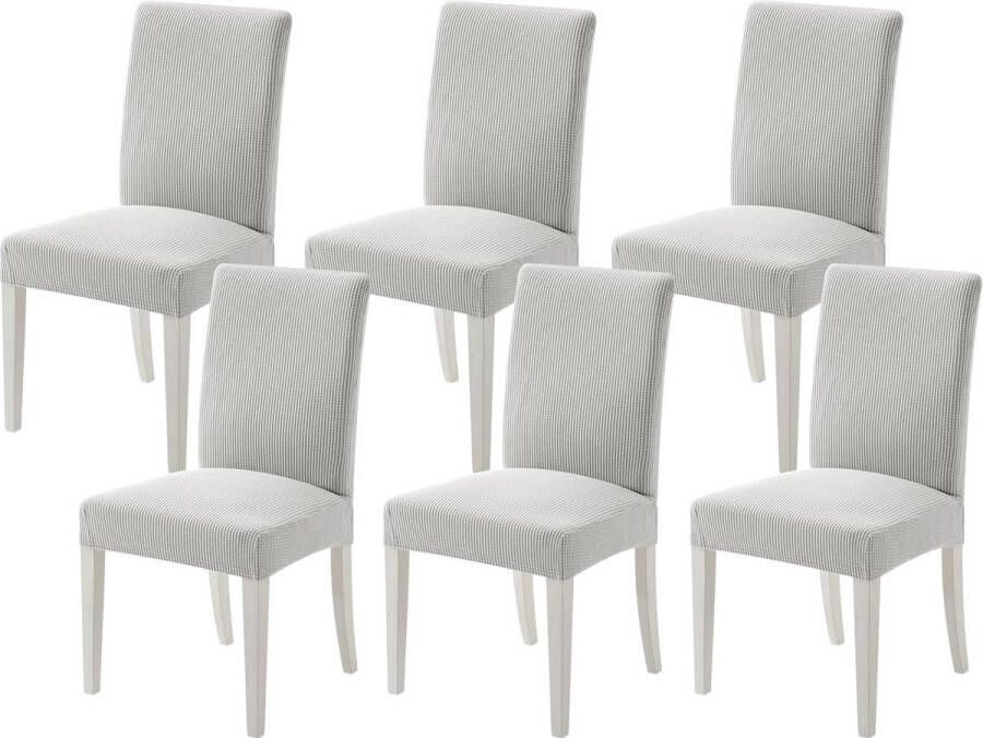 Stoelhoezen set van 6 kantelbare stoelhoezen voor stoelen grijs en wit afneembaar wasbaar voor bureaustoel overtrek keuken woonkamer banket familie bruiloft feest stoelhoezen