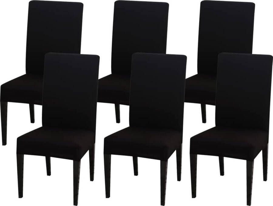 Stoelhoezen set van 6 stoelhoezen elastische hoezen voor stoelen schommelstoelen stretch stoelhoes voor eetkamer stoel bruiloft feesten banket (zwart)