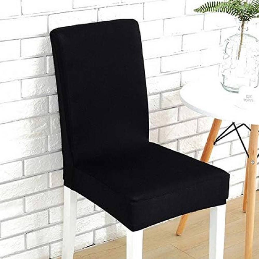 Stoelhoezen set van 6 stoelhoezen elastische hoezen voor stoelen stoelhoezen stretch stoelhoes voor eetkamer stoel bruiloft banket (zwart)