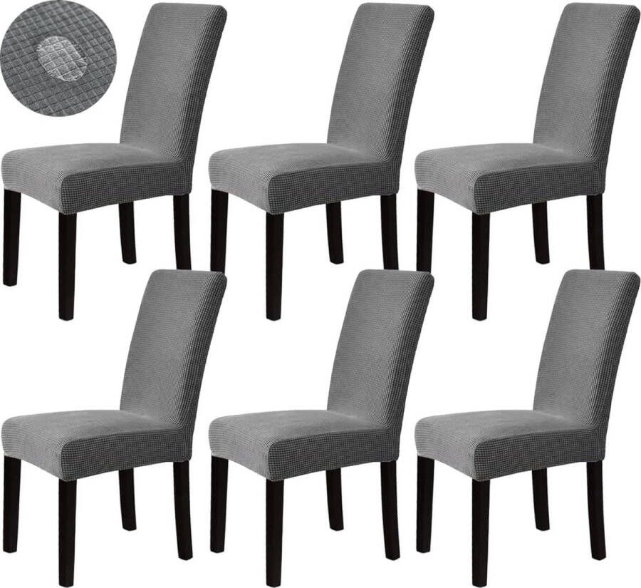 Stoelhoezen Set van 6 stoelhoezen stretchhoezen voor schommelstoelen eetkamerstoelen stoelen bescherming stoelhoezen decoratieve bi-elastische hoes voor hotel bruiloft banket keuken restaurant feest kantoor (grijs)