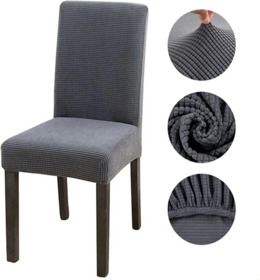 Merkloos Stoelhoezen Set van 4 Stuks Stretch Stoelhoezen Jacquard Eetkamerstoelhoezen Universele Stoelhoezen Afneembaar Wasbare Stoelhoes voor Eetkamer Hotel Banket Bruiloft Feest(Y-Beige Set van 4)