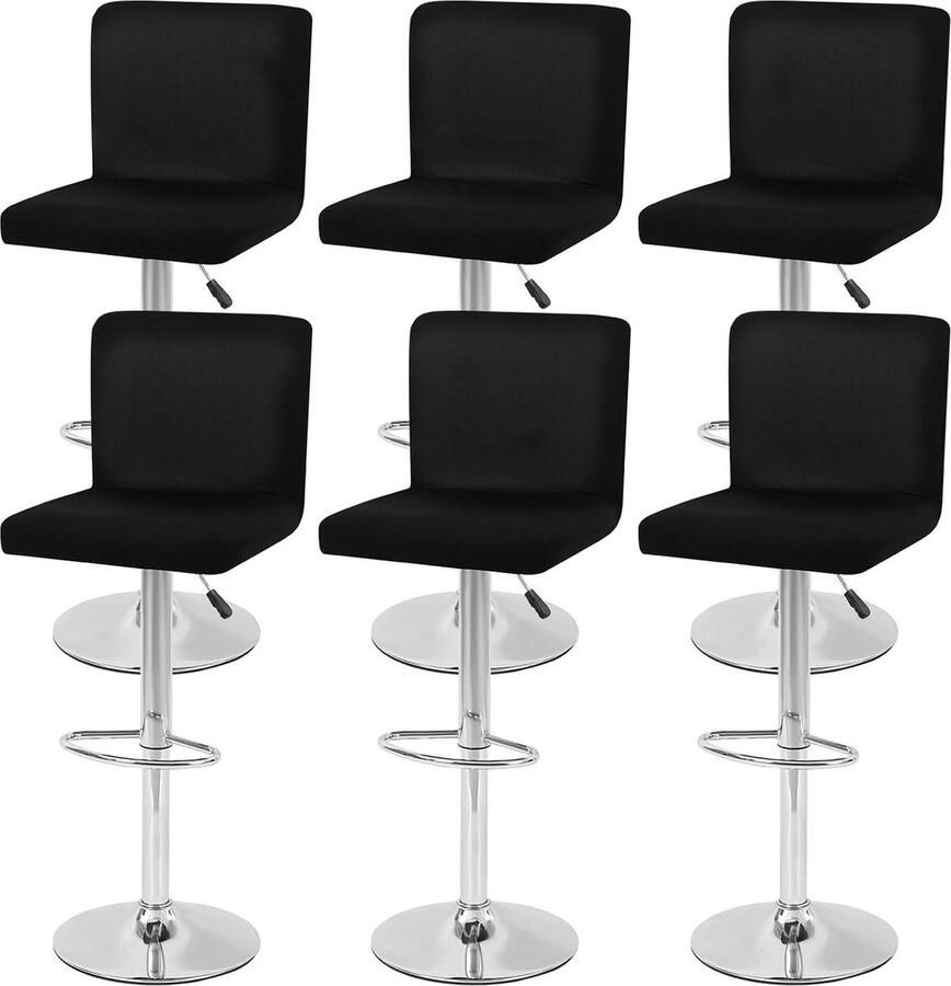Stoelhoezen set van 6 stretch barkrukhoezen afneembaar en wasbaar voor kroegbalies en eetkamerstoelen krukbeschermer zwart