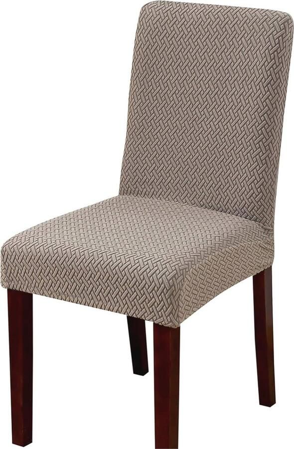 Stoelhoezen Set van 6 Stretch en Wasbaar voor Eetkamerstoelen Elastische Spandex Beschermer (Lichte Koffiekleur)