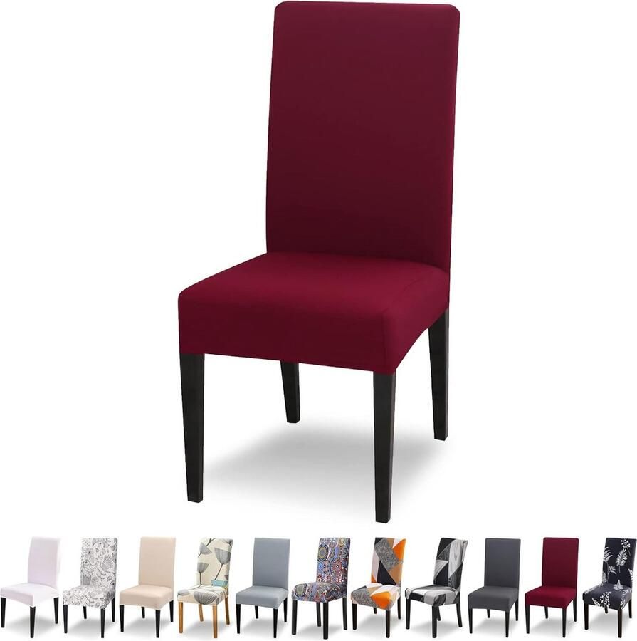 JGS Stoelhoezen set van 6 stretch moderne stoelhoezen voor eetkamerstoelen stoelhoezen voor schommelstoelen universeel wasbaar afneembare stoelhoes voor eetkamer hotel banket keuken