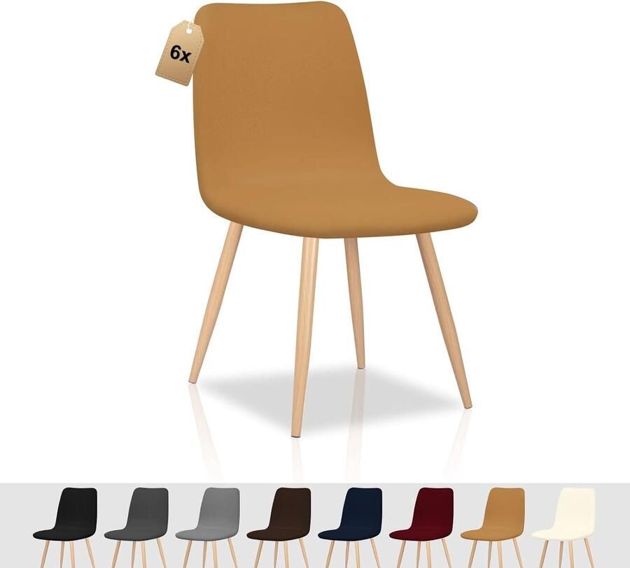 Stoelhoezen set van 6 stretch Scandinavisch universeel afneembaar wasbaar voor keukenstoelen hotel banket (camel 6 stuks)