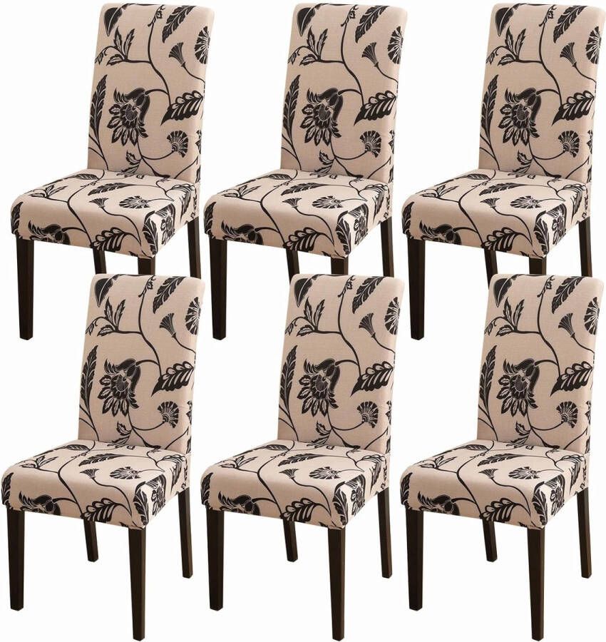 Stoelhoezen set van 6 stretch stoelhoezen afneembaar wasbaar voor keuken restaurant hotel banket bruiloft (blad)