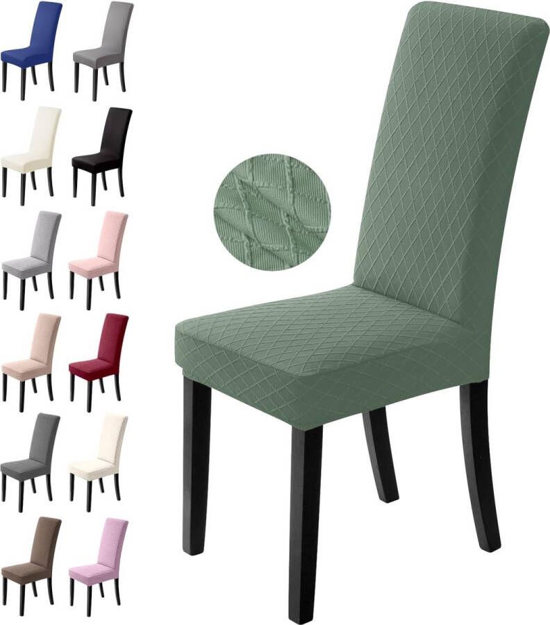 Stoelhoezen set van 6 stretch stoelhoezen eetkamerstoelen overtrek universeel elastisch wasbaar afneembaar voor hotel banket kantoor feestdecoratie 6 stuks groen-L