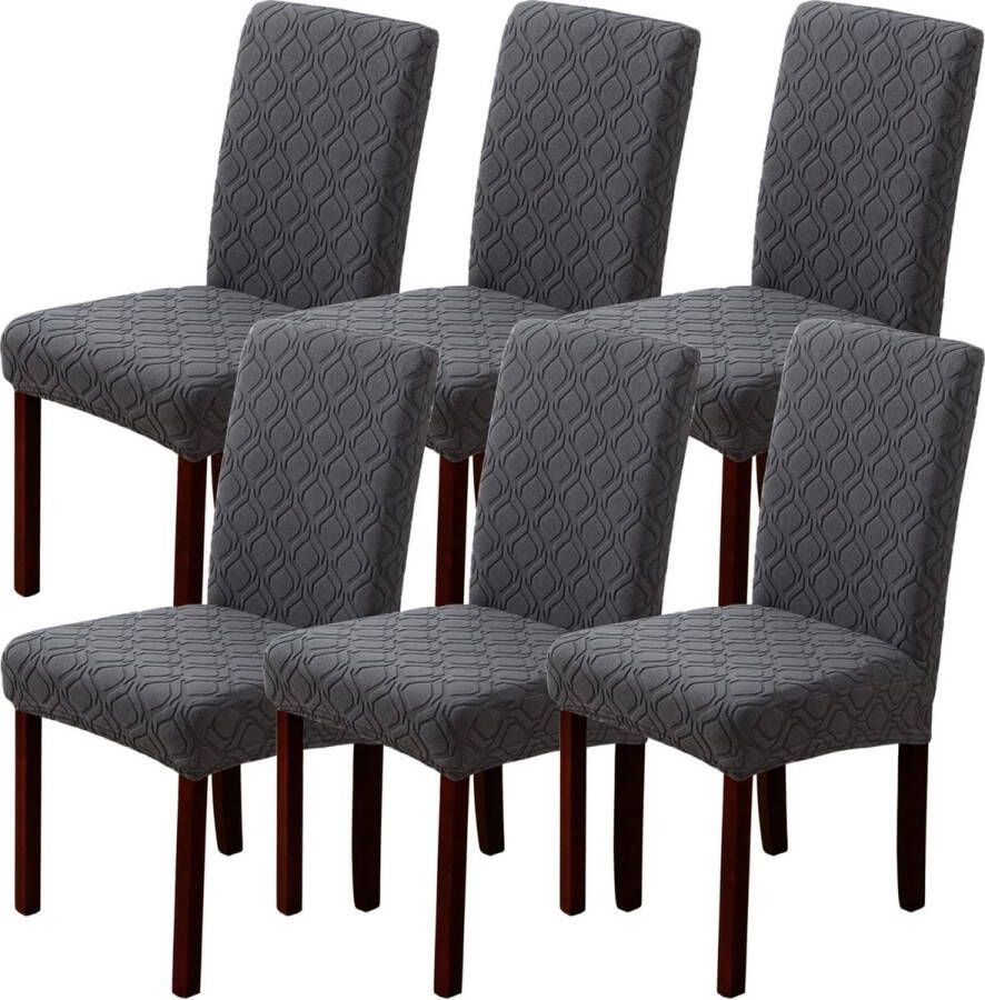 Stoelhoezen set van 6 stretch stoelhoezen schommelstoelen afneembare wasbare stoelhoes voor eetkamer keuken hotel (set van 6 grijs)