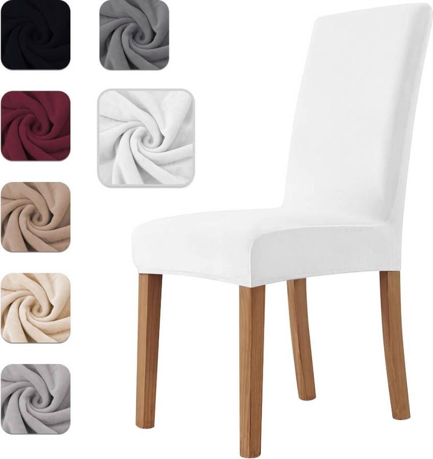 Stoelhoezen set van 6 stretch stoelhoezen schommelstoelen elastiek voor eetkamer- en keukenstoelen stoelhoes zeer zacht comfortabel krasbestendig wit