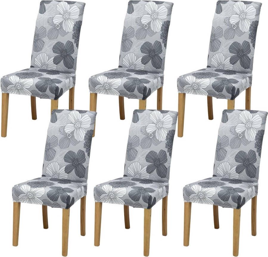 Stoelhoezen set van 6 stretch stoelhoezen voor eetkamerstoelen afneembaar wasbaar decoratie voor huis keuken hotel restaurant banket bruiloft feest