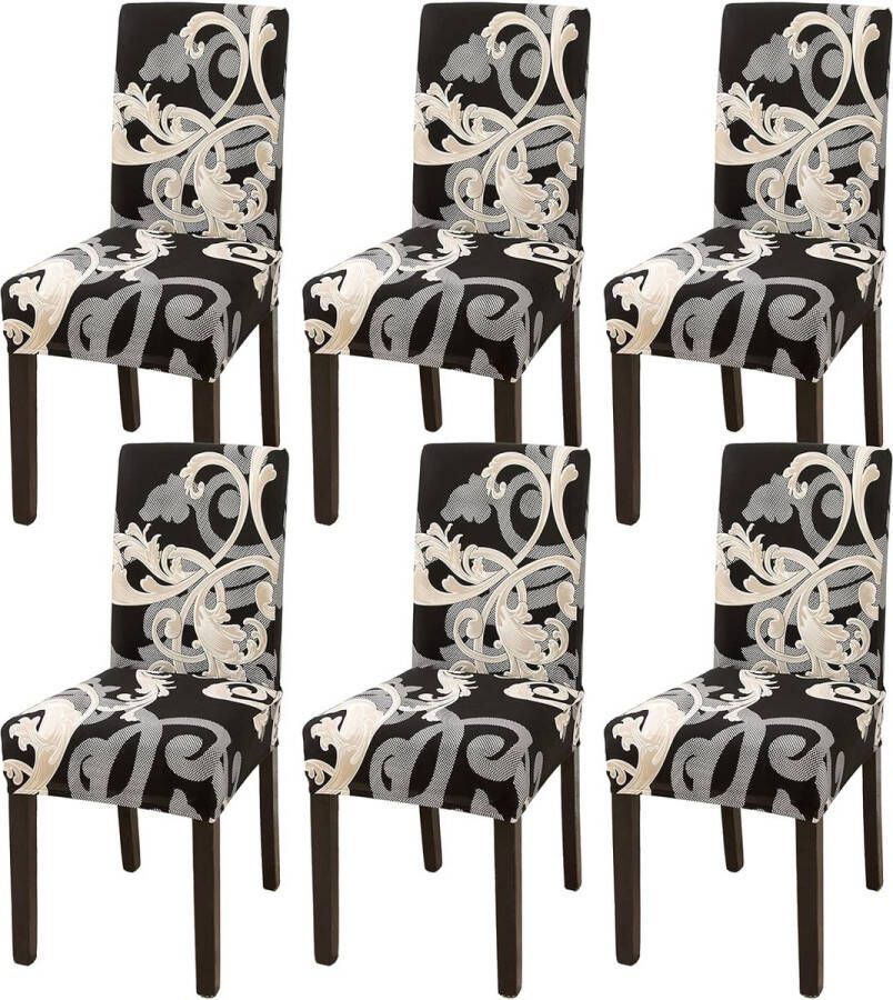 Stoelhoezen Set van 6 stretch stoelhoezen voor eetkamerstoelen afneembare wasbare stoelen bescherming decoratie stoelhoes voor thuis keuken hotel restaurant banket bruiloft feest