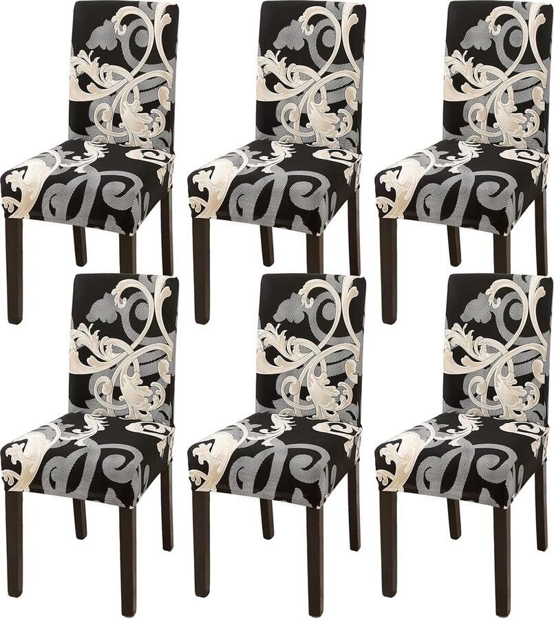 Stoelhoezen Set van 6 stretch stoelhoezen voor eetkamerstoelen afneembare wasbare stoelen bescherming decoratie stoelhoes voor thuis keuken hotel restaurant banket bruiloft feest