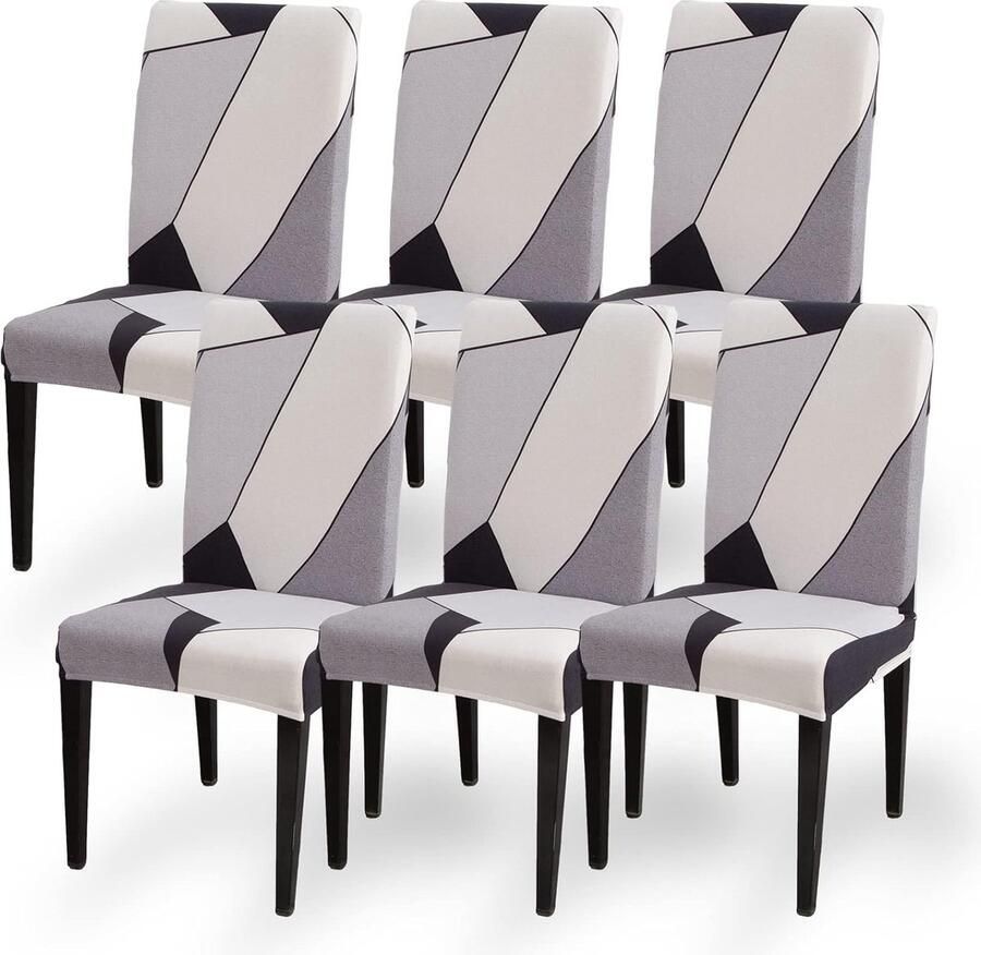 Goodivery Stoelhoezen set van 6 stretch stoelhoezen voor eetkamerstoelen verwijderbare wasbare stoelen beschermende decoratieve stoelhoes voor thuis keuken hotel restaurant banket bruiloft feest