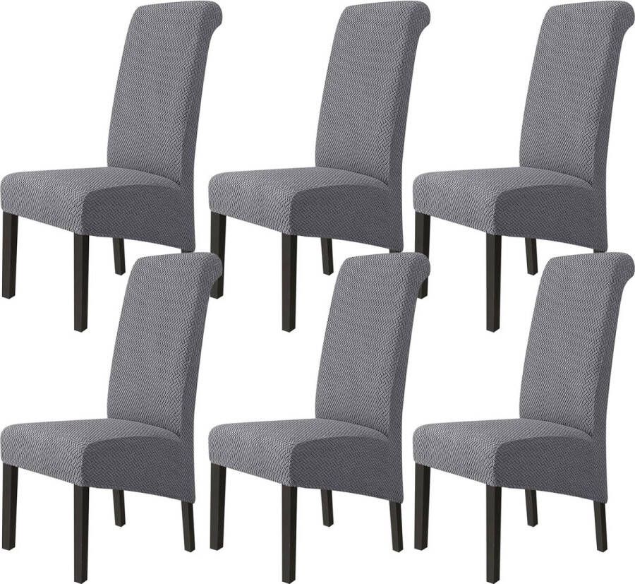 Stoelhoezen set van 6 stretch XL stoelhoezen afwasbaar elastische stretch stoelbeschermers grote stoelhoezen voor eetkamer kantoor eetkamer hotel banket (diagonaal grijs set van 6)